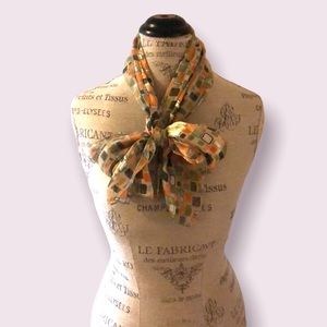 Orange Green White Geometric Pattern Scarf